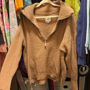 Brown half zip aerie sweater xs